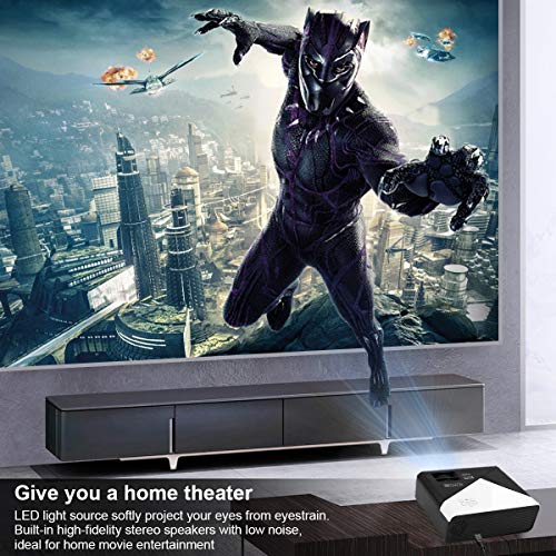 GRC Video Projector, 5000 Lux 1920x1080 Supported Full HD Native 720P Mini Movie Projector, with Built-in HiFi Sound Speaker, Compatible with TV Stick, HDMI, USB , AV, DVD for Multimedia Home Theater