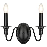 KMaiPem Sconces Wall Lighting, 2 Lights Farmhouse Black Candle Sconce, Industrial Modern Wall Light Fixtures, Mid Century Bat