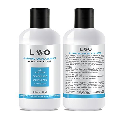LAVO Glycolic Acid Face Wash for Acne Prone Skin, Oily, and Combination