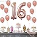 Rose Gold 16 Balloon Numbers - Large 40 Inch, Sweet 16 Birthday Decorations for Girls | Sixteen Birthday Balloons | 16 Number Balloons for 16th Birthday | Sweet 16 Balloons Rose Gold for Anniversary