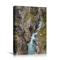 Canvas Wall Art Between Valleys Landscape Multicolor Photography Relax/Calm Traditional Waterfall - 12x18 inches