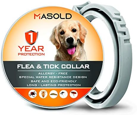 MASOLD Dog Flea and Tick Control Collar - 12 Months Flea and Tick Control for Dogs - Natural, Herbal, Non-Toxic Dog Flea Treatment - Waterproof Protection and Adjustable Best Flea Collar for Dogs - for Small, Medium, Large Dogs