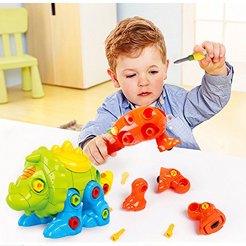 CAILLU Dinosaur stem Toys,Take Apart Intellectual Dinosaurs Green Toy Stem Learning DIY,Construction Engineering Building Play Set for Boys,Girls,Toddlers,Best Gift Kids Ages 3-10 (Triceratops Toy)