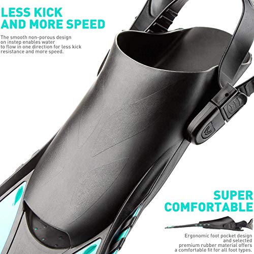 CAPAS Snorkel Fins, Swim Fins Travel Size Short Adjustable for