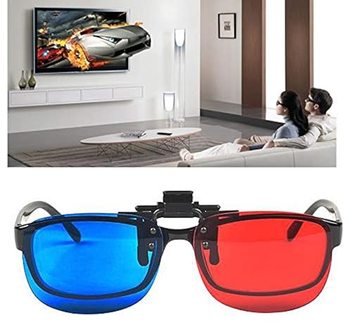 Solarson 3D Clip-on Glasses, Red Blue/Cyan Anaglyph 3D Glasses for