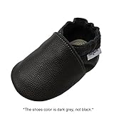 Mejale Baby Shoes Soft soled Leather Moccasins Anti-Skid Infant Toddler Prewalker(Dark Grey,6-12 Months)