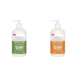 Tom's of Maine Prebiotic Moisturizing Natural Liquid Hand Soap, Fresh Apple, 12 oz. with Tom's of Maine Prebiotic Moisturizing Natural Liquid Hand Soap, Blood Orange, 12 oz.