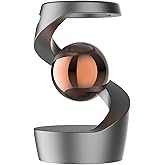 Kinetic Desk Toy, Silent Metal Fidget Spinner, Aluminum Alloy Stress Relief Desktop Ornament, Levitating Spinning Gyroscope, Office Executive Decor Gift for Adults ADHD Anxiety (Gray-Rose Gold Ball)