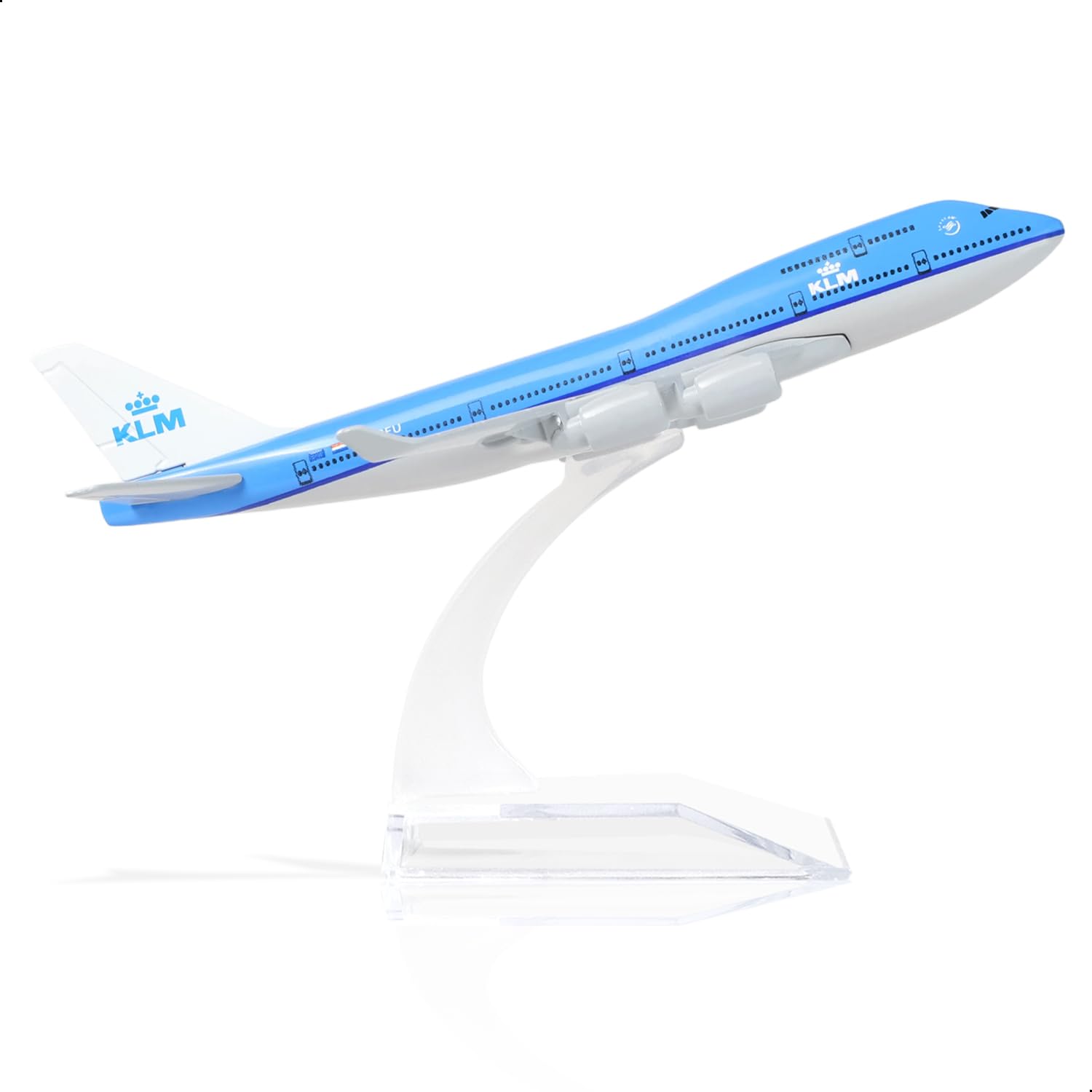 QIYUMOKE 1/400 NL-KLM 747 Model Plane -Diecast Metal Airplane Model Kits with Stand (6 inches) Alloy Boeing 747 Plane Model for Aviation Enthusiasts Gift or Desktop Display 747 Toy Airplane