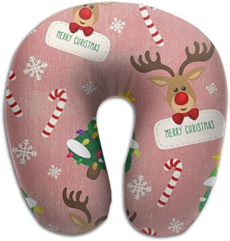 Christmas Tree Deer Comfortable Unscented Aeroplane Neck Pillow For Sleeping Memory Foam U Shaped Pillow For Adult Aeroplane Pillow Travel Pillow Neck