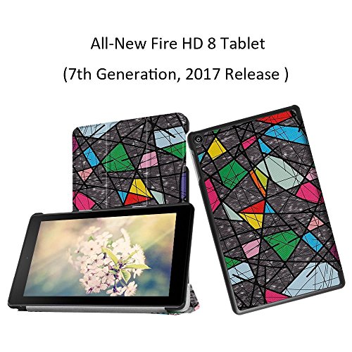 Fire HD 8 2017 Case Cover,Fire HD 8 2017 Case,Amazon Fire HD 8 Case 2017,Fire HD 8 Case 7th Generation,Fire HD8 Cover,Ultra Slim PU Leather Case for New Amazon Fire HD8 Tablet 7th Generation