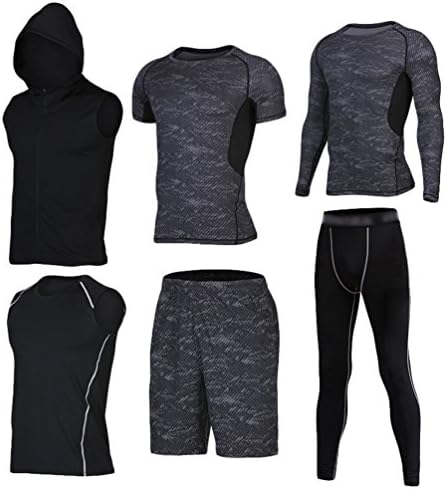 YAANCUN Fitness Gym Clothing Set Fitness Sports Running Yoga Athletic Suit Lightweight Sport Clothing for Men Compatible for Running Gym Basketball and Daily Casual