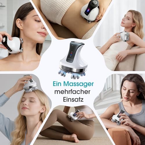 Kopfhautmassagegerät Elektrisch 4D,108 Silikon-Knetknoten, Weiß — Foto 5 von 8