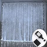 Low Voltage 24V 600 LED Outdoor Party String Fairy Wedding Curtain Light christmas xmas Home Garden Decorations (20ft Long, 10ft Drop, 8 light Modes, Cool White)