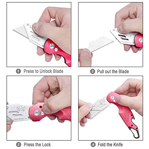 RoverTac Upgraded Folding Utility Knife Pocket Knife with Bottle Opener and Clip, Heavy Duty Box Cutter, Slitting Machine, Reliable Frame Locks Blade Securely in Place, Fast Blade Changes, Pro Grade.