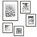 Gallery Perfect 5 Piece Walnut Wood Photo Frame Gallery Wall Kit with Decorative Art Prints & Hanging Template
