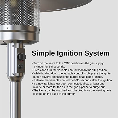 Patio Heater, EAST OAK 50,000 BTU Stainless Steel Outdoor Patio Heater