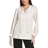 Anne Klein Women's Twill Knit Tie Nk Poet SLV Tunic