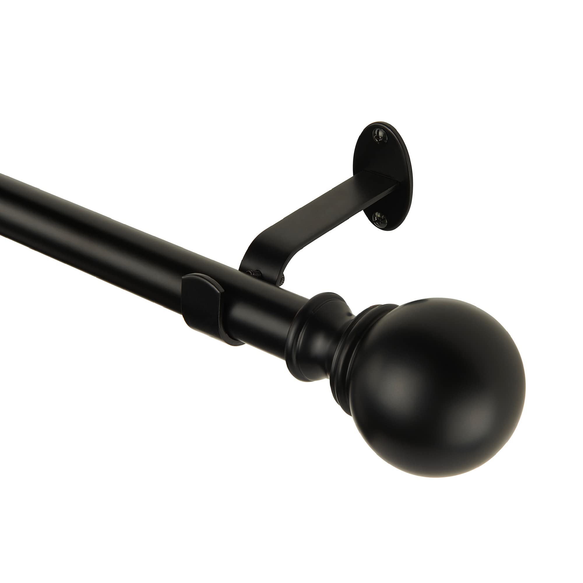 Elrene Home Fashions Cordelia Single Curtain Rod with Globe Ball Finials, 1 Inch Diameter, (Antique Black), (86X120) Image