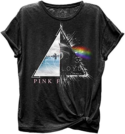 PINK FLOYD TRIANGLE WISH SPLIT BLACK PEARL SIDE TIE CUFF SLEEVE JUNIOR TEE