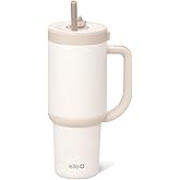 Ello Oasis 30 oz Tumbler with Handle & Retracting Straw | Reusable Insulated Stainless Steel Cup 100% Leakproof, Gifts for Teens Women Men | Keeps cold for 24 Hours, Cup Holder Friendly, Cream Tonal