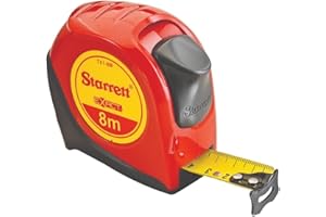 Starrett Exact Retractable Metric Pocket Tape Measure with Nylon Coating, Self Adjusting End Hook, and Steel Belt Clip - 1" W