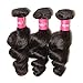 YIROO 9A Brazilian Loose Wave Virgin Human Hair Bundles,100% Unprocessed Human Hair Extensions Weave Natural Color (16 18 20inch, 1B)