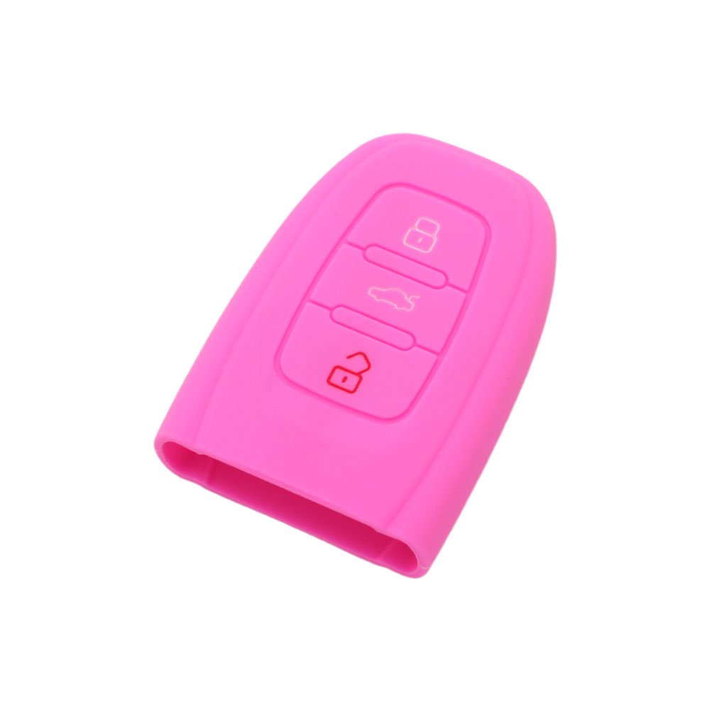 BROVACS Silicone Cover Protector Case Holder Skin Jacket Compatible with AUDI 3 Button Smart Remote Key Fob CV9821 Pink