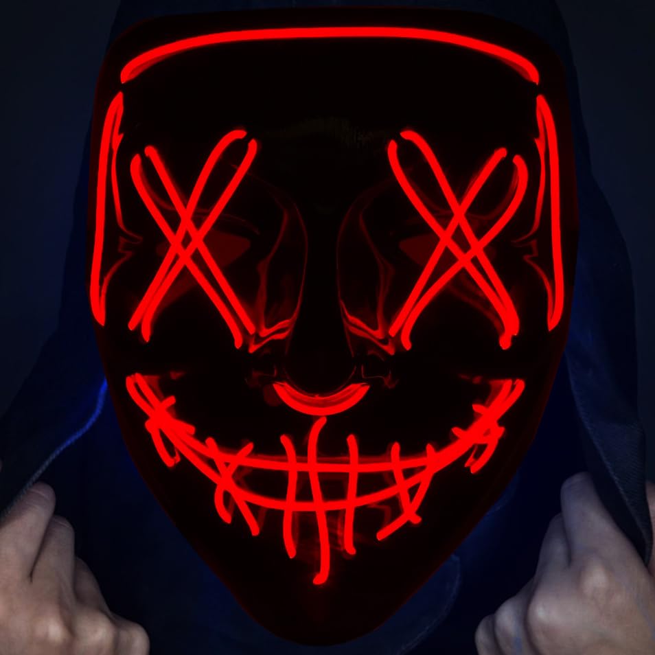 WEIZHIDA Halloween Mask LED Light up Mask Scary purge mask for Festival Cosplay Halloween Costume Masquerade Parties,Carnival,Gift
