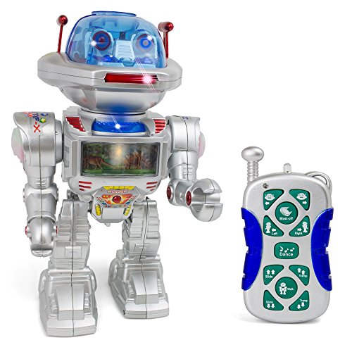 Giant Remote Control Robot Figure - Realistic Sounds and Lights - Assorted Image Projection Function - Flying Disc