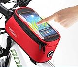 ROSWHEEL 2014 Newest Cycling Bicycle Bike Frame Pannier and Front Tube 5.5 Inch Waterproof Touch Screen Cell Phone Bag with Headphone Jack  Red [ Fit for Iphone 5/5S/5C , Iphone 4/4S , Samsung S5 i9600 / S4 i9500 / S3 i9300 , HTC One M8 , Moto E ,