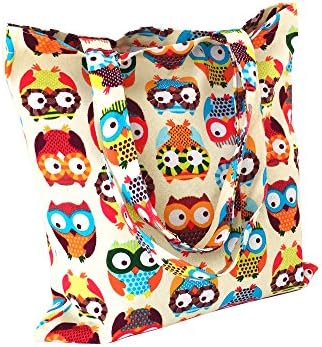Women's Cute Owl Print Cotton Canvas Tote Bag