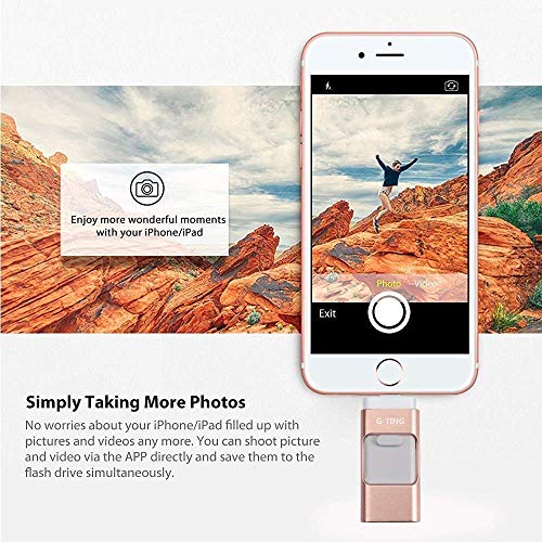 USB Flash Drives for iPhone 64 GB Pen-Drive Memory Storage, G-TING Jump Drive Lightning Memory Stick External Storage, Memory Expansion for Apple iOS Android Computers (Pink) - Thumbnail 6