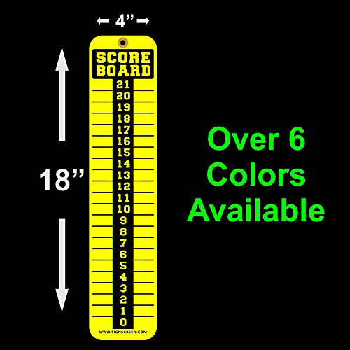 Sign Screen SCOREBOARD~Washers~Cornhole~Horseshoes~Bocce Ball~Bean Bag~Yellow 4x18