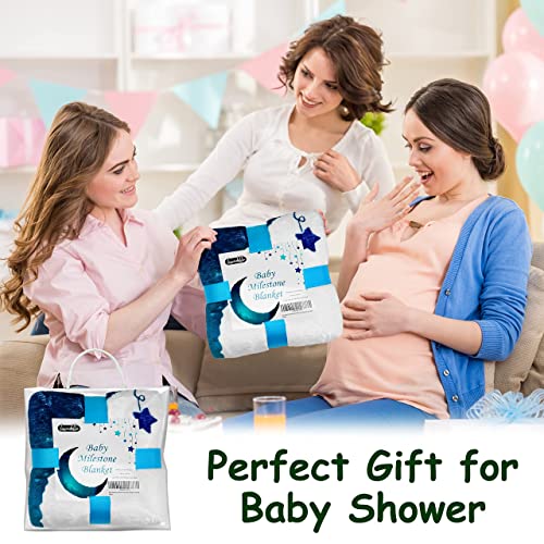 Baby Monthly Milestone Blanket Boy Extra Soft, Large (60"X40") Thick