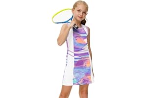 AOBUTE Girls Tennis Outfit 2 Piece Set Sportswear Tank Dress and Shorts 4-12Y