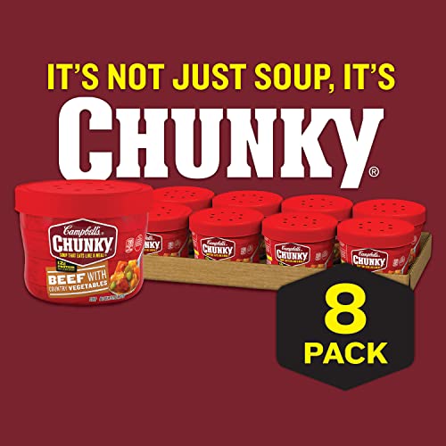 Campbell's Chunky Microwavable Soup, Beef with Country Vegetables Soup, 15.25 Ounce Bowl (Pack