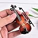 Dengguoli Size 3 inch Mini Violin Dollhouse Miniature Musical Instrument Wooden Model Decor with Bow, Stand Support, and Case