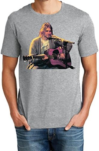 Big Mens Soft Cotton Nirvana Kurt Cobain Portrait Graphic Tee, Ath Grey, 5X