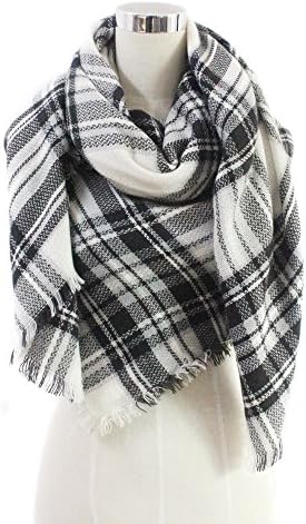 StockVic Womens Tassels Soft Plaid Tartan Scarf Winter Large Oversized Blanket Wrap Shawl Poncho