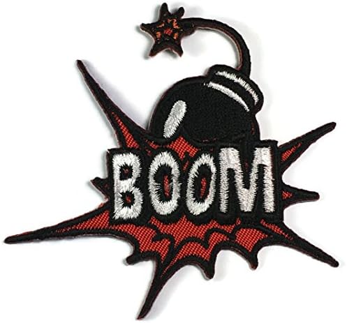7.7 cm x 7.5 cm Boom! Sound of an Explosion Bomb Cartoon Children Kids Embroidered Iron patch / Sew On Patch Clothes Bag T-Shirt Jeans Biker Badge Applique