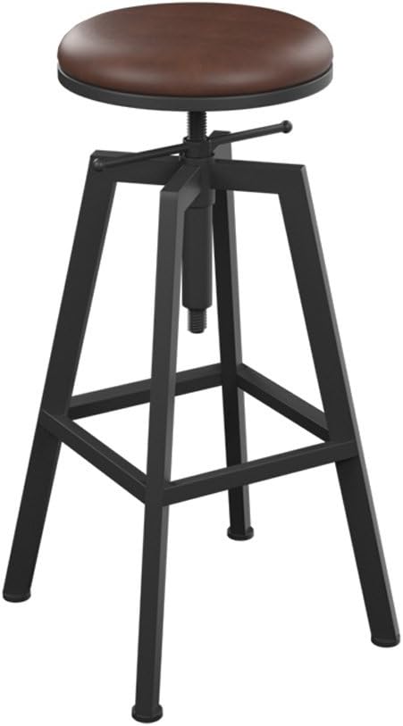 LOFT Minimalist Bar Stool Wrought Iron Bar Stool Solid Wood Bar Stool Round Rotary Lift Modern Bar Chair Can Lift The Lift (Color : B)