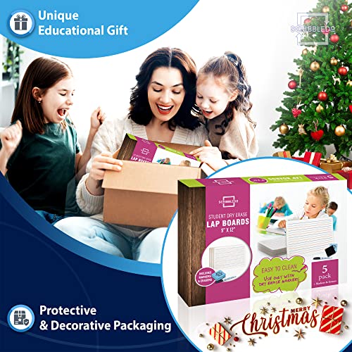 5 Pack Dry Erase Ruled Lap White Boards l 9x12 inch Lined Whiteboards