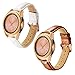for Galaxy Watch 42mm Bands Leather - 2 Pack Softer Genuine Leather Watch Straps with Rose Gold Buckle, White and Brown