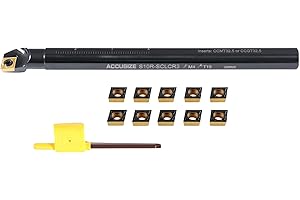 Accusize Industrial Tools 5/8 Inch x 8 Inch Right-Hand Sclcr Indexable Boring Bar with 10 Pcs Ccmt Carbide Cvd Coating Insert