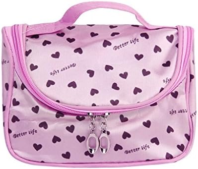 BAOLIJIN Zipper Cosmetic Bag Heart Patterns Hand Case Bag Travel Washing Bag (Pink)