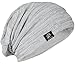 Z&S Vintage Men Baggy Beanie Slouchy Knit Skull Cap Hat (Light Gray with White)