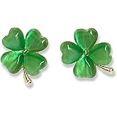 St Patricks Day Earrings for Women,Shamrock Earrings St Patricks Day Accessories for Women,Trendy Statement Four Leaf Clover Shamrock Earrings Stud Holiday Gift