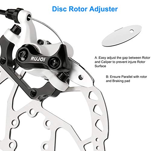 RUJOI Bike Disc Brake Kit, Aluminum Front and Rear Caliper, Full Aluminum Alloy Bicycle Brake Lever, 160mm Rotor, Mechanic Tool-Free Pad Adjuster for Road Bike, Mountain Bike