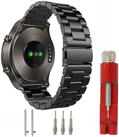 Huawei Watch 2 Classic - Titanium Grey Band, Cbin 22mm Solid Stainless Steel Metal Business Replacement Bracelet Strap for Huawei Watch 2 Classic Smartwatch - Titanium Grey (Metal Black Large)